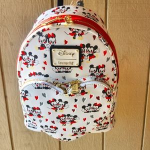 Disney Loungefly Mickey Mouse and Minnie Mouse Heart Valentine Mini Backpack